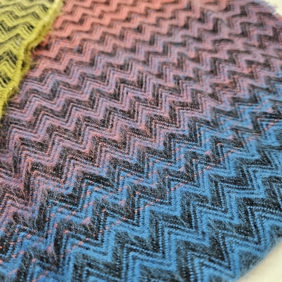 Gorgeous 100% Cashmere Ombre Chevron Knit Rectangle Fringe Scarf Made in Germany - Picture 4 of 5